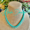 Aqua Blue-Green "Feather Dagger" Beaded Hawaiian Inspired Necklace Lei - 20"