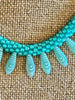 Aqua Blue-Green "Feather Dagger" Beaded Hawaiian Inspired Necklace Lei - 20"