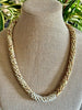 Yellow Dragon Scales w/ White Baroque Glass Beads  Necklace  - 27"