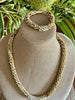 Yellow Dragon Scales w/ White Baroque Glass Beads  Necklace  - 27"