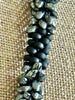 Black Segmented with Luster Dragon Scale Necklace Lei  -29"