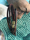 Woven with Leather & Suede  6-Cord Wrap Leather Bracelet   -  7.5"  (Med-Large )