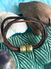 Woven with Leather & Suede  6-Cord Wrap Leather Bracelet   -  7.5"  (Med-Large )