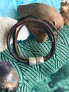 Brown Hues with Black 5-Cord Wrap Leather Bracelet   -  7.5"  (Med-Large )