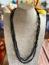 Japanese Black Silk Chain Fiber Necklace- 70" (Twisted Chains)