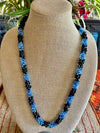 Cobalt Blue with Matte Black Segmented Dragon Scale Necklace Lei  -32"