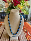 Cobalt Blue with Matte Black Segmented Dragon Scale Necklace Lei  -32"