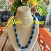 Cobalt Blue with Matte Black Segmented Dragon Scale Necklace Lei  -32"