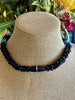 Cobalt Blue with Matte Black Segmented Dragon Scale Necklace Lei  -32"