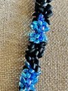 Cobalt Blue with Matte Black Segmented Dragon Scale Necklace Lei  -32"