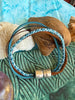 Blue Braided Cord with Suede & Leather 5-Cord Wrap Leather Bracelet   -  8.75"  (Large - XL)