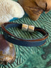 Blue & Brown 5-Cord Wrap Leather Bracelet w/ Silver Toned Magnet  - 8" (Med-Large)