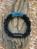 Bracelet - Matte Black Magatama with Cobalt Blue Lined Magatama - (various)