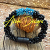 Bracelet - Matte Black Magatama with Cobalt Blue Lined Magatama - (various)