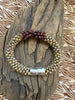 Bracelet - Brown Picasso Seed Beads with Red Picasso Magatama Silver Magnet - (Various)