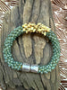 Bracelet - Sea Foam Green with Yellow Magatama Silver Magnet - Varioius