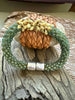 Bracelet - Sea Foam Green with Yellow Magatama Silver Magnet - Varioius