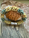 Bracelet - Two Toned Matte Metalic Khaki and Yellow Magatama - Various