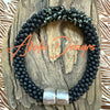 Bracelet - Matte Black with Black Picasso Magatama & Silver Magnet - (Various)