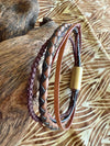 Brown Leather Cords with Brown Fiber 5-Cord Wrap Leather Bracelet  - 7." (Medium)