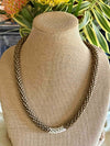 Matte Metallic Brown Dragon Scales with White Baroque Focal Beaded Kumihimo Lei  - 28"