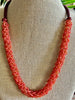 Beaded Coral Edo Glass Blended Necklace Lei - 29"