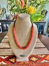 Beaded Coral Edo Glass Blended Necklace Lei - 29"