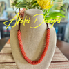 Beaded Coral Edo Glass Blended Necklace Lei - 29"