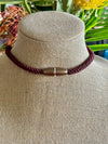 Beaded Coral Edo Glass Blended Necklace Lei - 29"