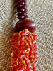 Beaded Coral Edo Glass Blended Necklace Lei - 29"