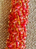 Beaded Coral Edo Glass Blended Necklace Lei - 29"