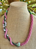 Unique Pink with Green Forever Lei-  Nature's Colors- 27"