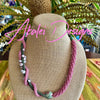 Unique Pink with Green Forever Lei-  Nature's Colors- 27"