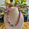 Unique Pink with Green Forever Lei-  Nature's Colors- 27"