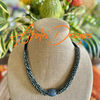 Denim Blue Golem Focal Bead Segmented Necklace Lei - 23"