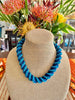Blue Kumihimo Fiber Necklace Lei (Double) and Hat Band - 20"