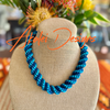 Blue Kumihimo Fiber Necklace Lei (Double) and Hat Band - 20"