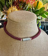 Fushcia Red with Transparent Pink Haku Lei Necklace  - 22"