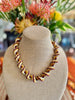 Gold & Red Silk Fiber with Golden Metallic - Fiber Necklace Lei 23"