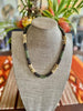 Topaz and Yellow Picasso Segmented with Olive Green Necklace Lei  - 25"