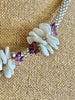 Pearlized White and Lavender Hawaiian Haku Mini (3 Cluster) Lei - 22"