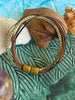 Brown & Green Fiber 6-Cord Wrap Leather Bracelet w/ SilverToned Magnet  - 8.5" (Large to XL)