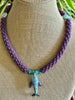 Gorgeous Lavender with Blue/Green Whale Pendent Glass Beaded Necklace - 32"