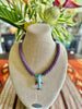 Gorgeous Lavender with Blue/Green Whale Pendent Glass Beaded Necklace - 32"