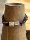 Lilac Braided Cord with Suede and Leather 6-Cord Wrap Leather Bracelet   -  6.5"  (Med)