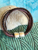 Lilac Braided Cord with Suede and Leather 6-Cord Wrap Leather Bracelet   -  6.5"  (Med)