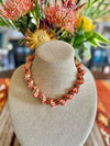 Gold & Red Silk Fiber with Golden Metallic - Fiber Necklace Lei 23"