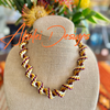 Gold & Red Silk Fiber with Golden Metallic - Fiber Necklace Lei 23"