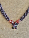 Nature's Dark Purple & Burnt Orange Turtle Focal Bead Necklace  - 28"