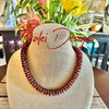 Pearlized Red with Galvanized Gold Orchid Lei Necklace - 22"